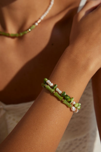 Verdant Pearl Charm Bracelet