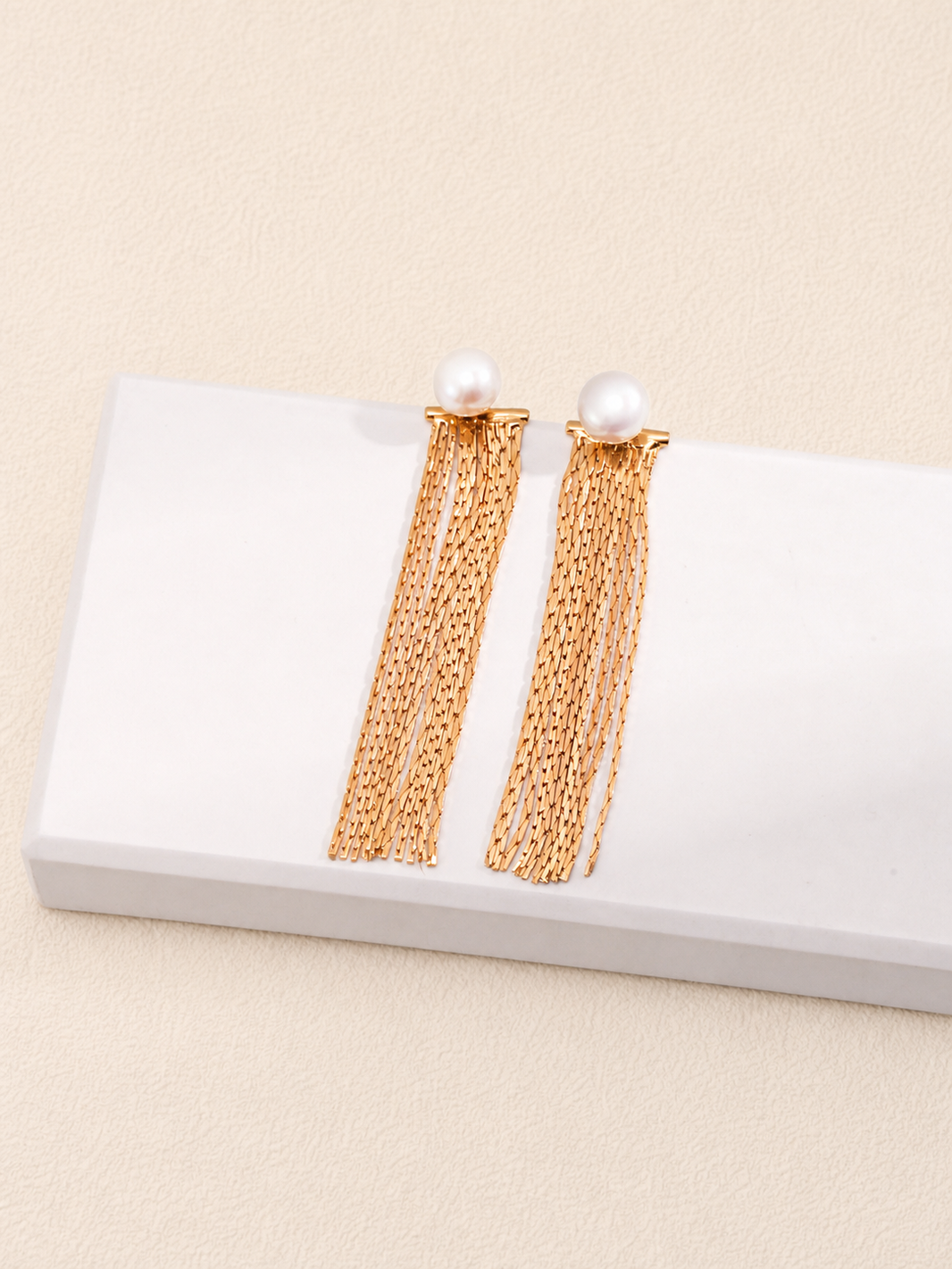 Golden Pearl Tassel Earrings