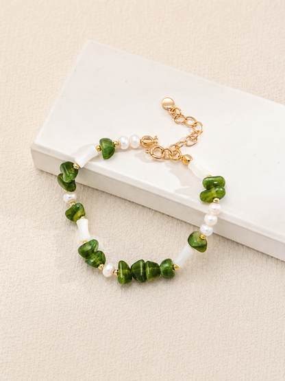 Verdant Pearl Charm Bracelet