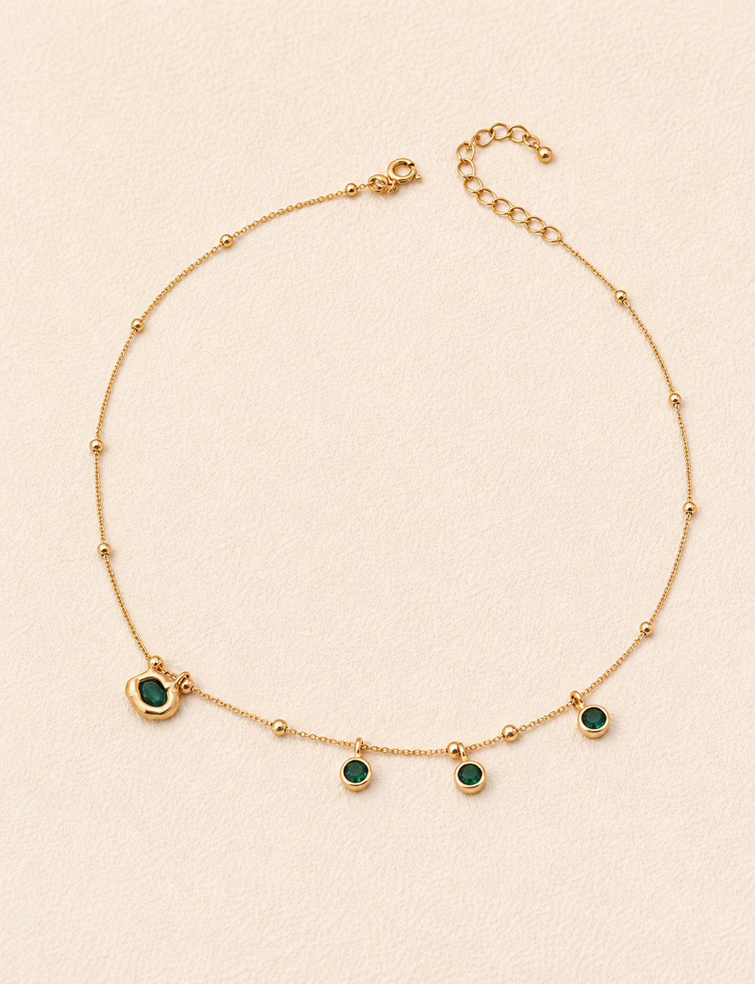 Emerald Drop Chain Necklace