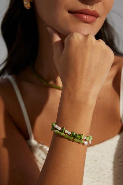 Verdant Pearl Charm Bracelet
