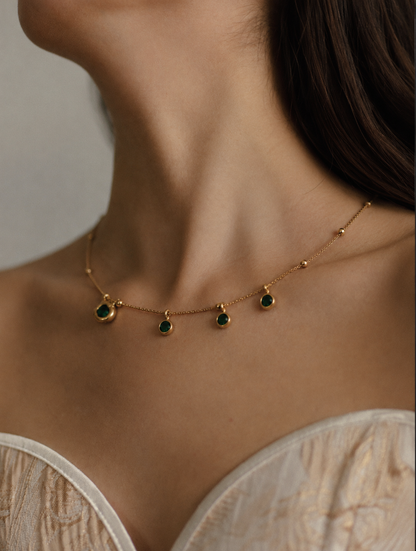 Emerald Drop Chain Necklace