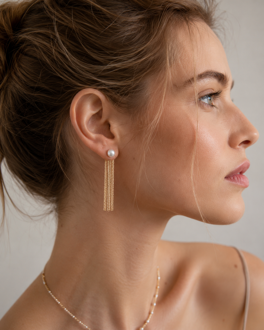 Golden Pearl Tassel Earrings