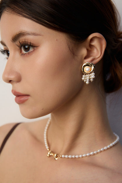 Golden Muse Pearl Cascade Earrings