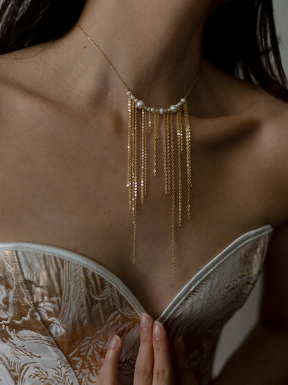 Aurora Pearl Fringe Necklace