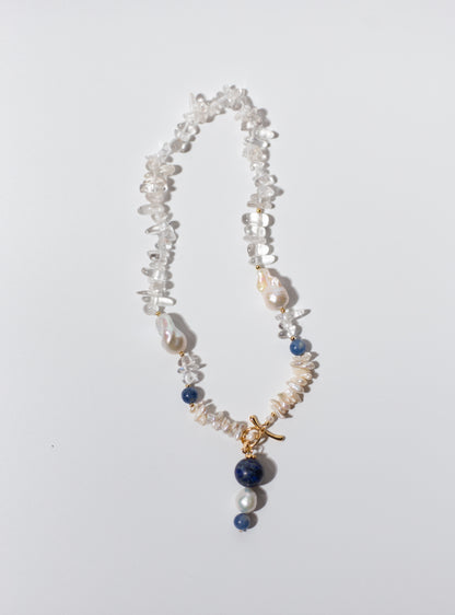 Ocean Veil Crystal & Pearl Necklace