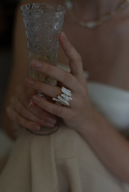 Lustre Drift Pearl Statement Ring