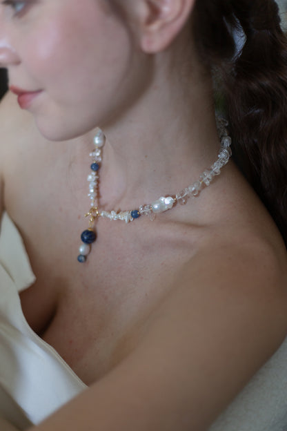 Ocean Veil Crystal & Pearl Necklace