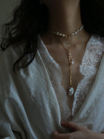 Celeste Pearl Lariat Necklace