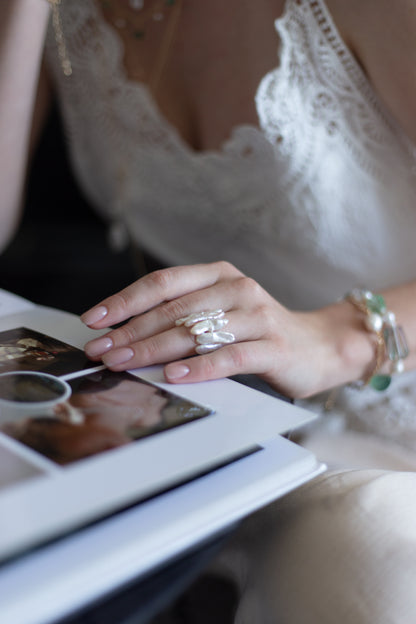 Lustre Drift Pearl Statement Ring
