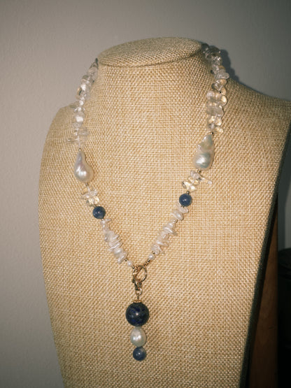 Ocean Veil Crystal & Pearl Necklace