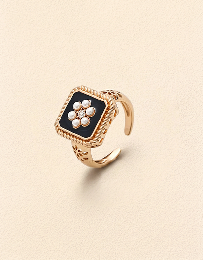 Midnight Pearl Bloom Ring