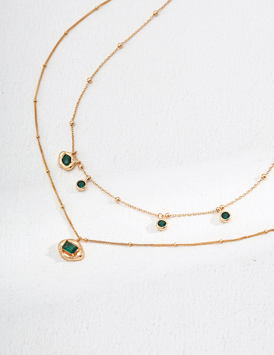 Emerald Drop Chain Necklace