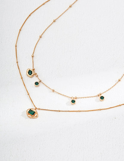 Emerald Drop Chain Necklace