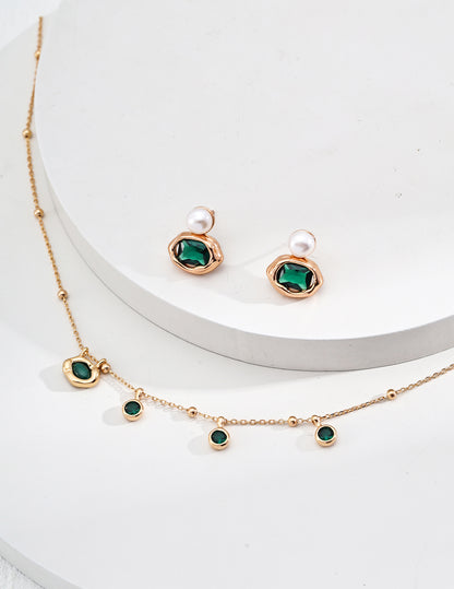 Emerald Drop Chain Necklace
